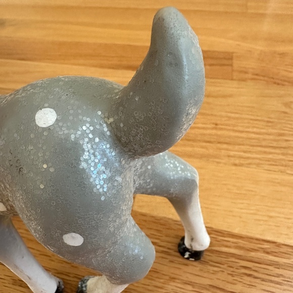 Retro Gray Blue Christmas Deer Glitter Red Bow 10" - Picture 6 of 12